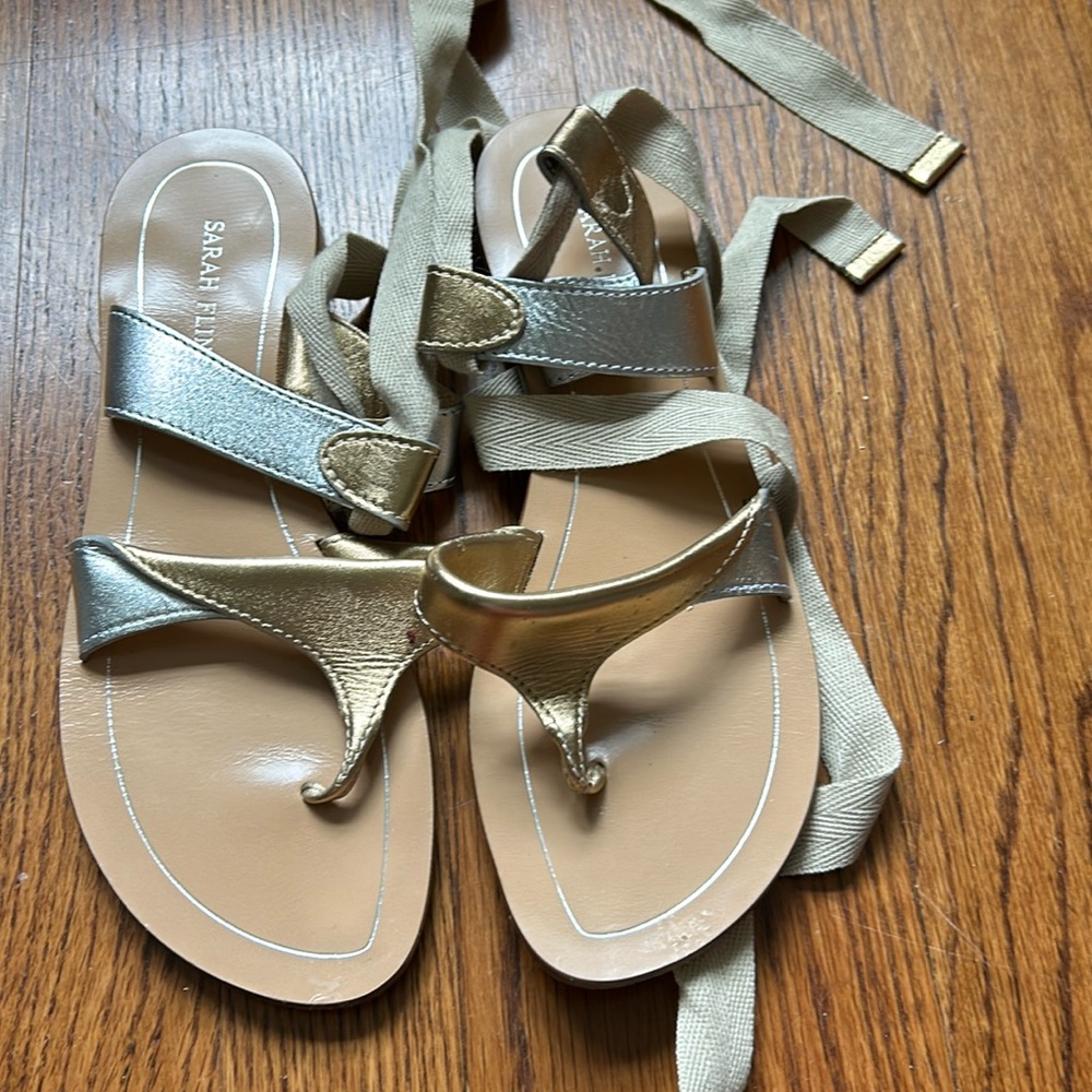 Sarah flint two tone tie up sandal